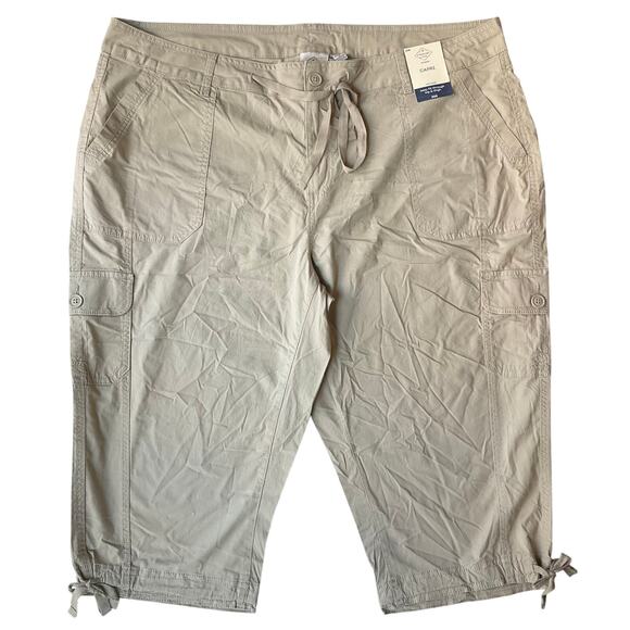 St John’s Bay Women Mid Rise Khaki Crop Pants size 20W, Natural Tan - Picture 1 of 11